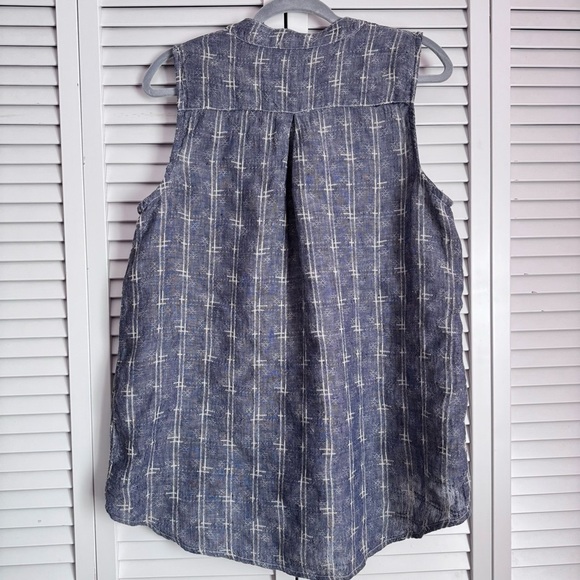 CP Shades Linen Simone Textured Sleeveless Top Shirt Tunic Blue Size Small - Picture 4 of 7